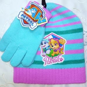 Kids Paw Patrol Hat & Mittens Set NWT